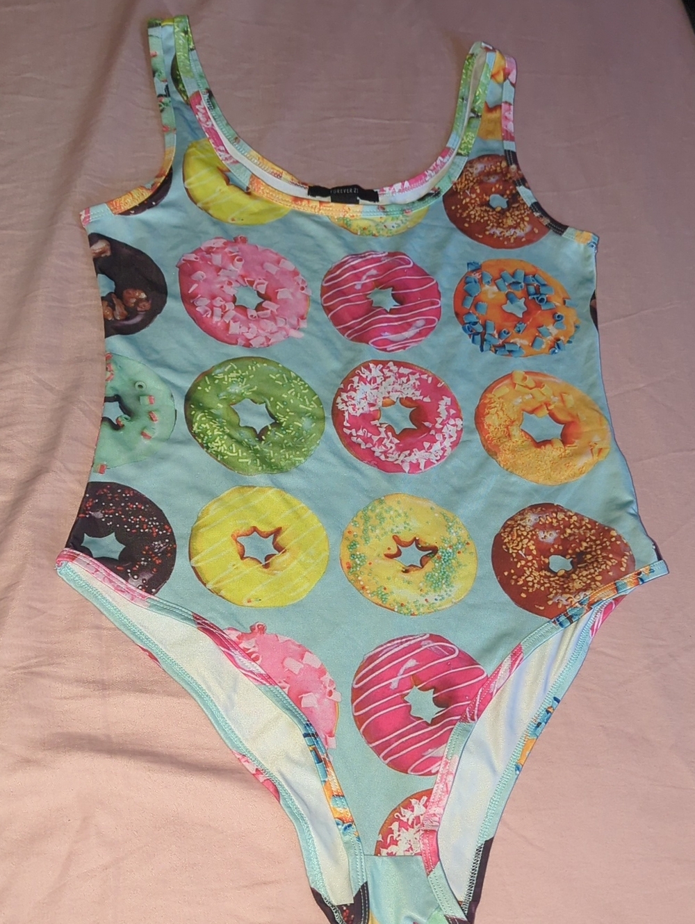 Donut Print One-Piece Swimsuit - Blue